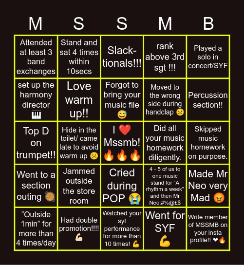 🔥 Montfort Military band 🔥 Bingo Card