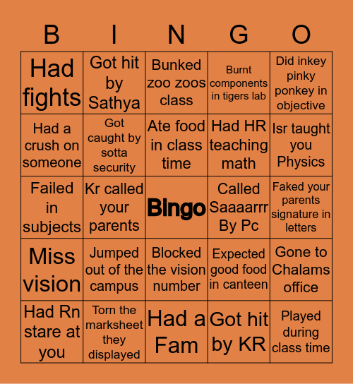 Vision Bingo!! Bingo Card