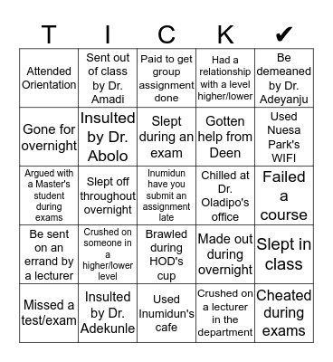 Emsa Chronicles Bingo Card