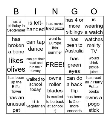 Find Someone Who... Bingo Card