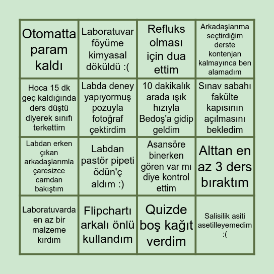 ÇÜ ECZACILIK BİNGO Bingo Card
