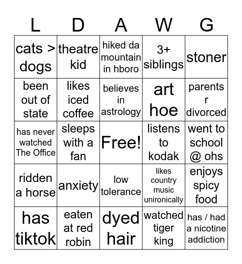 Untitled Bingo Card