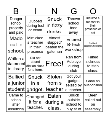 RFC Lagos 🥴 Bingo Card