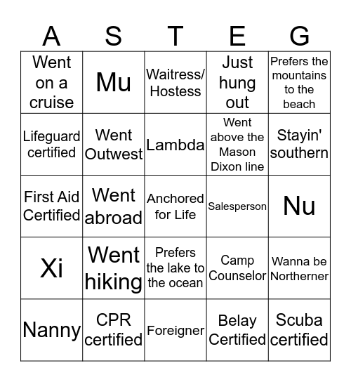 Sistaus Bingo Card