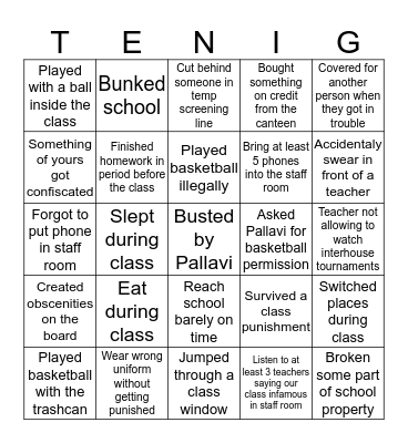 10 IG Bingo Card