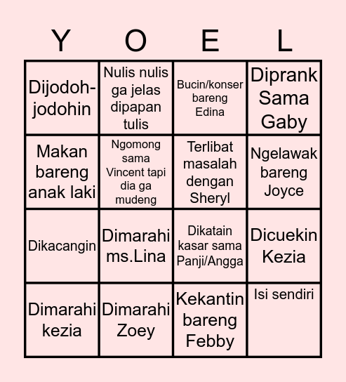 6 Yoel Bingo Card