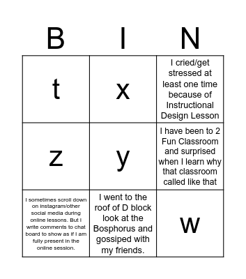 BAU Education Technology BINGO Card