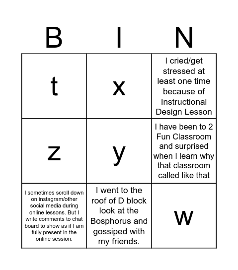 BAU Education Technology BINGO Card