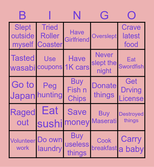 Dan's life Bingo Card