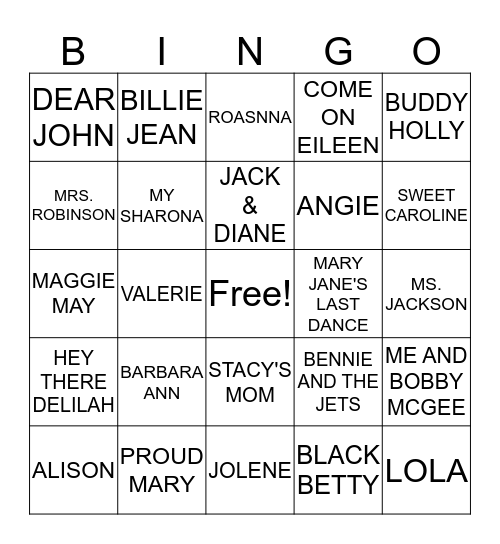 NAMES Bingo Card