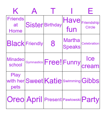 Katie BINGO Card