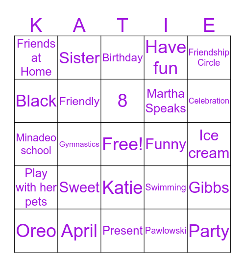 Katie BINGO Card