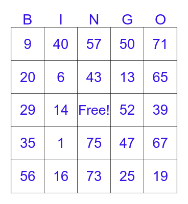 Bingo - Ann Bingo Card