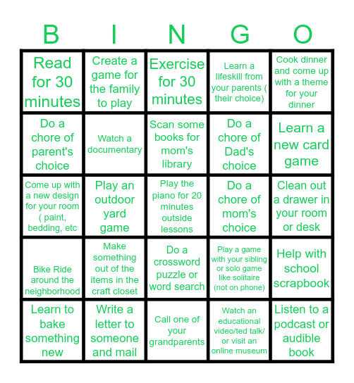 Social Distancing Survival Bingo Card