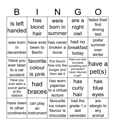 Untitled Bingo Card