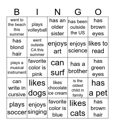Someone who(se) ... Bingo Card
