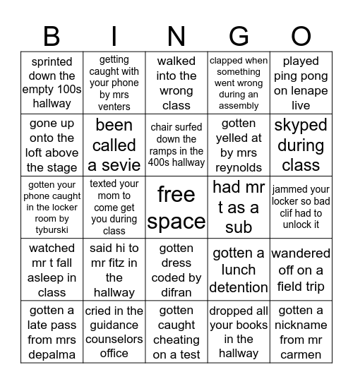lenape bingo lol Bingo Card
