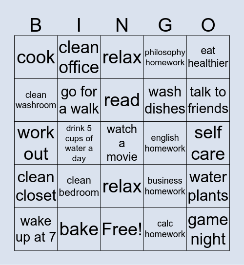 Nithya’s Bingo Card