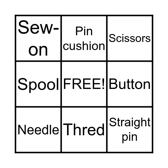 SEWING BINGO Card