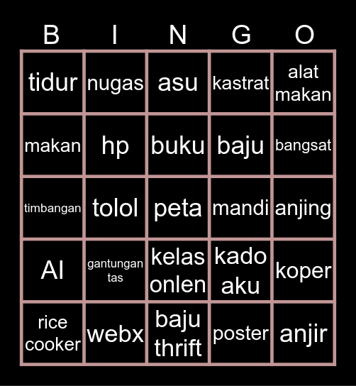 Pidiii Bingo Card