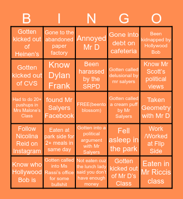 Chagrin Kid Bingo Card