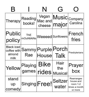 Gannah Bingo Card