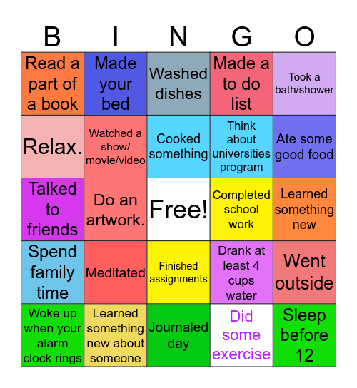 Deevya’s BINGO Card