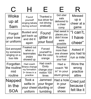 NN Cheer Bingo Card