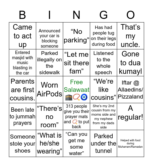 MASJID BINGO Card