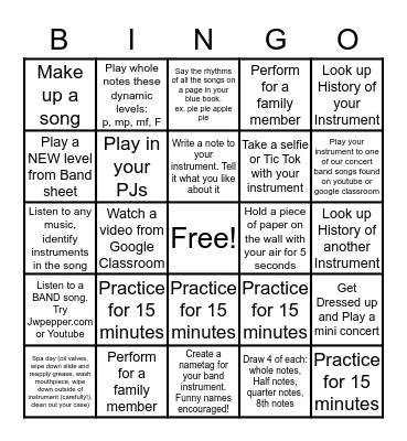 Band Bingo! Bingo Card