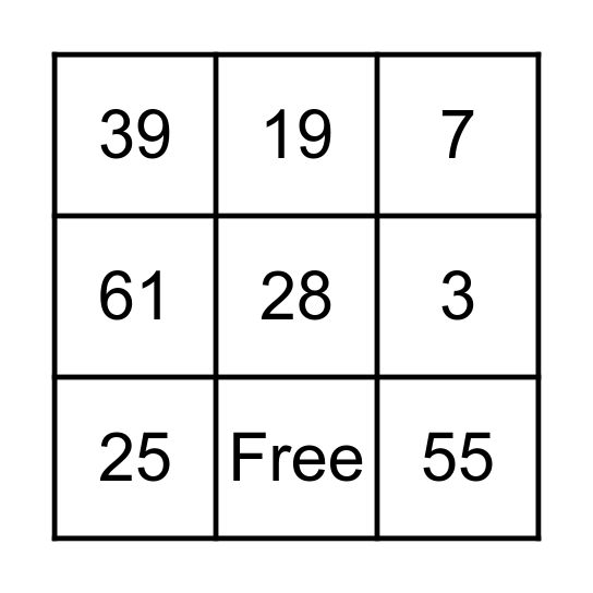 FULL CARD Bingo Card