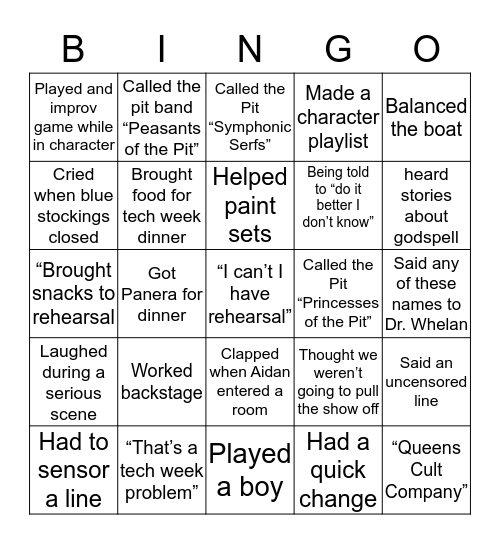 QCC Bingo Card