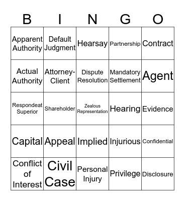 L  E  G  A  L Bingo Card