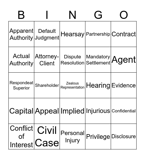 L  E  G  A  L Bingo Card