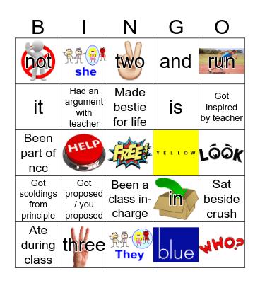 Sight Words Bingo Card