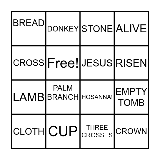 Easter Bingo Card