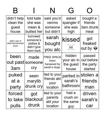 ANIME GANG😝😎🤟🏼🖤 Bingo Card