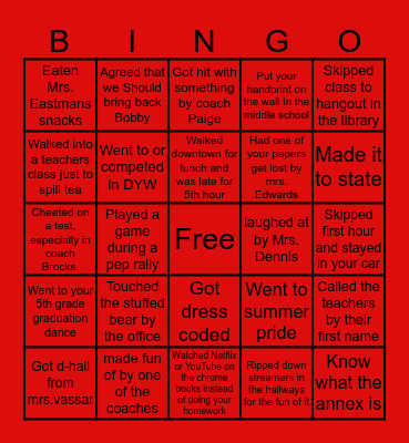 PHS BINGO Card