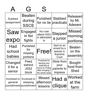 Template by Tomiwa Bingo Card