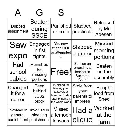 Template by Tomiwa Bingo Card