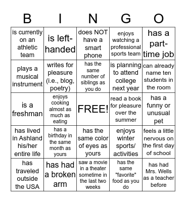 Find Someone Who . . . Bingo Card