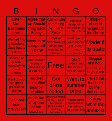 PHS BINGO Card
