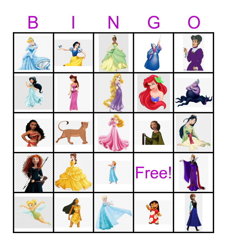 Princess Bingo Card