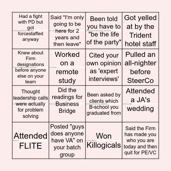 BA BINGO Card