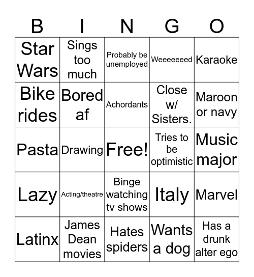 Michael Bingo Card