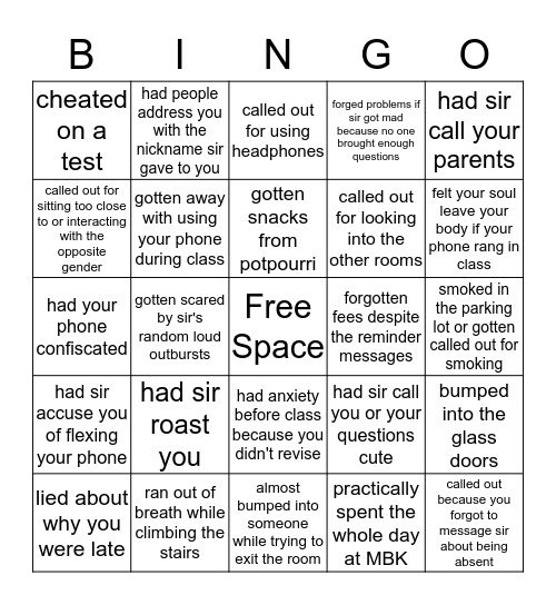 MBK Bingo Card