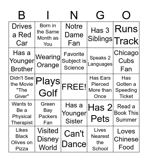 Untitled Bingo Card