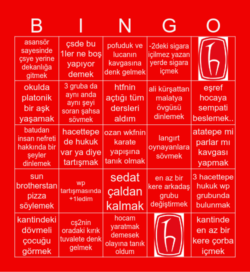Hacettepe Hukuk Bingo Card