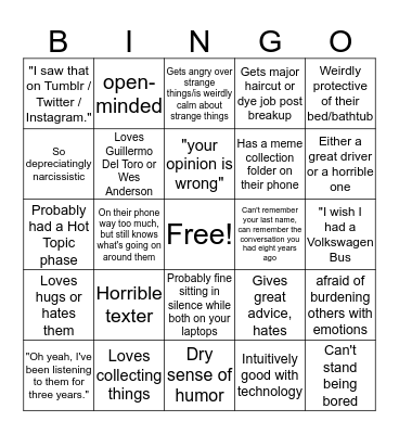 Aquarius Bingo Card