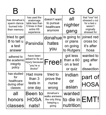 MCST Healthcare Bingo Card